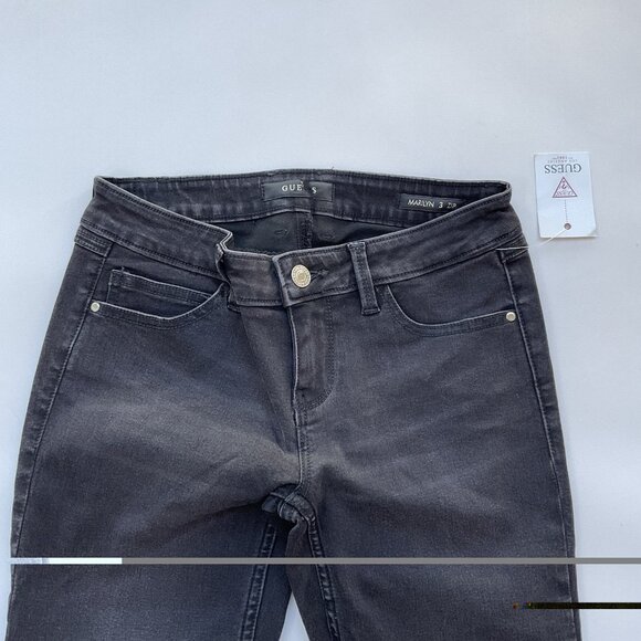 Guess Women’s Marilyn 3 Zip Black Skinny Jeans Super Stretch Ankle Zip Size 25 - Picture 6 of 11